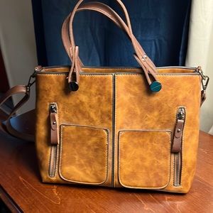 Brown Grain Pleather Purse